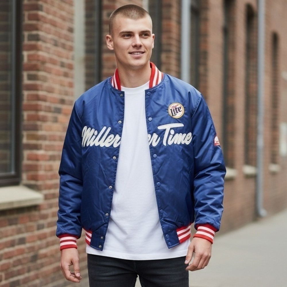 VTG Chase‎ Authentics Rusty Wallace Miller Time NASCAR Jacket Blue Men Size XXL